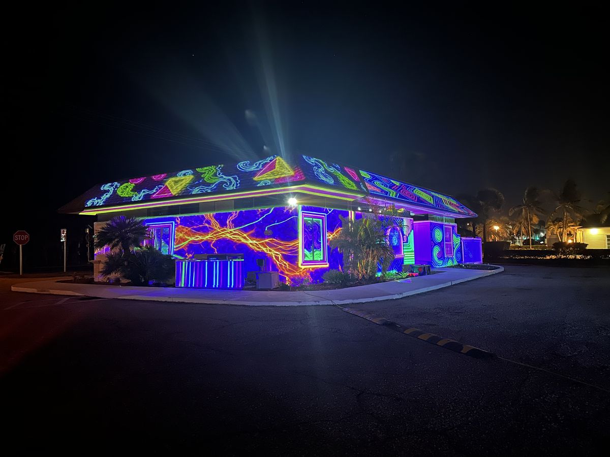 Electric purple Halloween projection